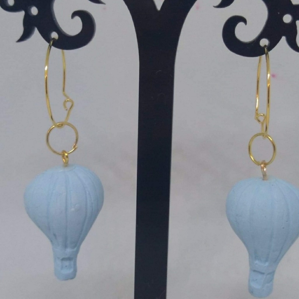 Unique Handmade Polymer Clay Blue Hot Air Balloon